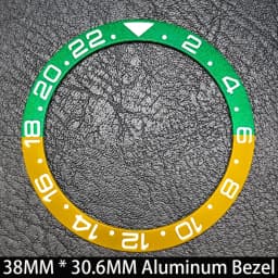 Sloping 38mm * 30.6mm Ceramic/Aluminum Blue Luminous Bezel GMT and Diving Watch Insert Fit for 40mm Watch Case Replacement Watch