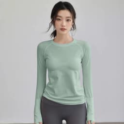 Women's Autumn & Winter Yoga Comprehensive Training Top High-Elastic Slim Crew Neck Quick-Dry Sports Long-Sleeve Fitness Clothes