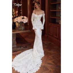 Tokyo Customized White Off the Shoulder Wedding Dress Long Sleeves Mermaid Lace Bridal Gown Court Train Elegant Wedding Gown