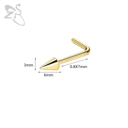 ZS 1 Piece 20G Stainelss Steel Long Spike Nose Stud Men Women Black L/I/S Shapes Nose Piercings Cone Nostril Piercings 6/8/10MM