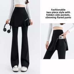 plus Size Micro Flared Yoga Pants Women's New Style Fatter High Waist Slimming Fitness Trousers Butt Covering Skirt Sports Pants