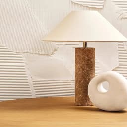 Nordic Cylindrical Marble LED Table Lamp White Fabric Lampshade Living Room Study Restaurant Bedroom Desk Lights Home Decoration