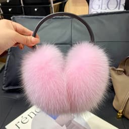 2027 New Winter Natural Real Fox Fur Earmuffs Plush Warm Decorate Women Cute Solid Ear Warmer Headphones Neck Warm Bib Scarf