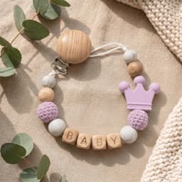 2026 Personalized Baby Pacifier Clip Custom Name Wooden Dummy Chain Silicone Teether Holder BPA Free Baby Shower Gift