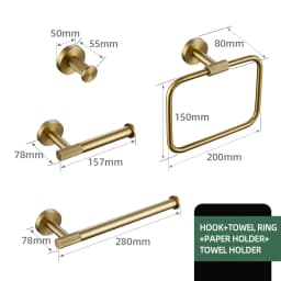 Gold Bathroom Accessories Towel Bar Bath Robe Hook Brass Knurled Bathroom Hardware Set Shelf for Towels Paper Tissue Holer