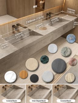 Any Size Custom Luxury Natural Stone Bathroom Vanity Set Integrated Sink Single Double Sink Stain Resistant Waterproof Durable H