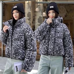 Leopard Print Down Cotton-Padded Jacket Women's Parkas Winter 2027 New Warm Cotton Coat Fashion Outwear Hooded Female Overwear