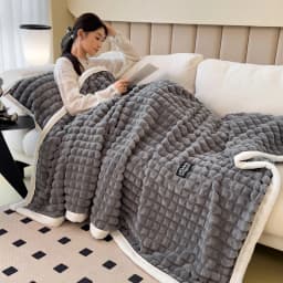 Plush Warm Winter Blanket Solid Plaid Coral Fleece Soft Thick Bed Blankets for Sofa Single Double Couple Furry Bedspread