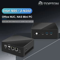 Topton Metal NAS Mini PC Office NUC Intel 3 N350 N95 Firewall PC 2x2.5G LAN 2xNVMe DDR5 HDMI+DP+Type-C 3x4K Computer Home Server