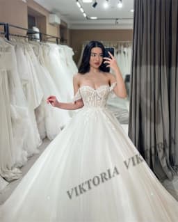 VIKTORIA Modern Off Shoulder Wedding Dresses For Woman Bride Sweetheart Lace Up Vestido De Casamento Personalized Customized