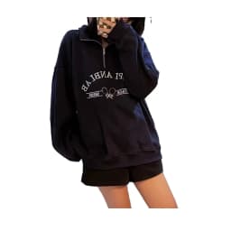 American Style Retro Collar Sweatshirt Jacket Women's New Early Autumn Oversize Small Size Long Sleeve Top