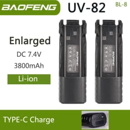 Baofeng UV-82 Li-ion Battery USB-C Type-C Charger 2800/3800mAh BL-8 Original For UV-8D UV-82HP UV-8D UV-82WX UV89 Two Way Radio