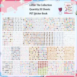 30 Sheets Cartoon Letter Stickers Colorful A-Z Alphabet PET Waterproof Decals For Journaling Scrapbooking Gift Decor Labeling