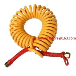 Spiral Spring Reinforced Air Brake Hose, Double Layer PU Coiled Line for Truck & Trailer - Black Red Yellow