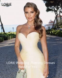 LORIE Customized Mermaid Elegent Wedding Dresses V-Neck Sexy Strapless Sleeveless Bride Prom Gown Floor-Length Bridal Gowns