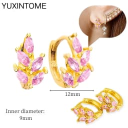 925 Sterling Silver Needle Pink Crystal Heart Hoop Earrings for Women Fashion Geometric Pendant Earrings Luxury Jewelry Gifts