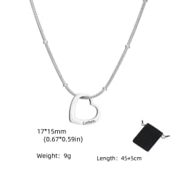 Customized Name Date Love Necklace Stainless Steel Personalized Carving Name 1-4 Heart Shaped Love Necklace Couple Family Gift