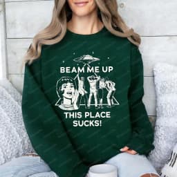 Robin Beam Me Up This Place Sucks Sweatshirt Woman Man Funny Quote Movie Long Sleeve O Neck Hoodie Sweatshirts Women Pullover