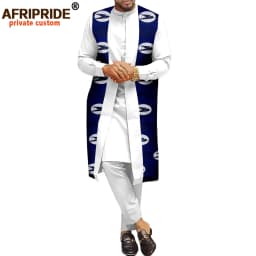 African Traditional Clothing for Men Print Coats Dashiki Shirts and Ankara Pants 3 Piece Set Tribal Outfits Plus Size A2016034