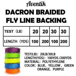 Aventik Fly Backing Line 100YD 91M Dacron Braided 20LB 30LB Strong Fly Fishing Line for Trout Salmon