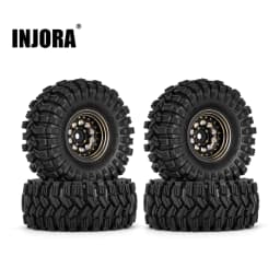 INJORA Black Coating Brass 1.0" Beadlock Wheel Tires Set for 1/24 1/18 RC Crawler Car Axial SCX24 AX24 TRX4M FCX24