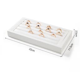 Window Jewelry Ring Holder Stand Show Counter Cabinet Display Tray Insert Jewellery Ring Storage White Leather Presentation Rack