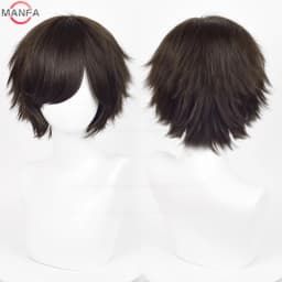 Anime 30cm Short Straight Cosplay Wig Black White Green Brown Purple Blue Gray Red Gold Man Women Heat Resistant Synthetic Hair