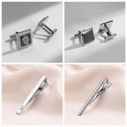 4 Sets Tie Clips & Cufflinks For Men Man Shirt Cufflink Wedding Guests Gift With Box Pisa Ties Pin Luxury Men's Gift For Husband