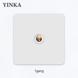 YNKA Stainless Steel Wall Light Switch White Panel with Gold Toggle ,AC110–250V Durable Scratch Resistant Decorative Wall Switch