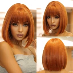 Rainbow Multi-Color Synthetic Wig for Daily Parties, Halloween Cosplay Wig, Bob Hairstyle Wig, Head Cover