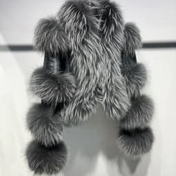 YOLOAgain Women's Natural Fox Fur Jacket Real Leather Cropped Jacket Streetwear