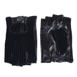 Men's Genuine Leather Unlined Retro Snap-fastener Fingerless Semi-finger Tactical Driving Riding Punk Rock Short Gloves Mitts