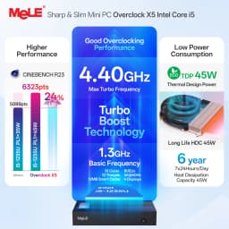 MeLE Overclock X5 MiniPC Core-i5 1235U 16GB RAM 512GB SSD, Dual Ethernet Port, 2×M.2 Slot, HDMI×2/USB-C*2/4K Desktop Computer