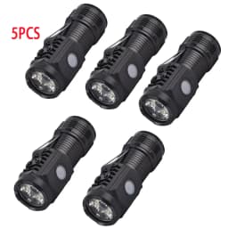 1-10PCS Mini LED Tactical Flashlight,Rechargeable EDC Pocket Light w/Clip,5 Modes High Lumens Torch,Outdoor Camping Emergency