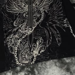 Black Mens Gothic Dark Style Sweatshirt Loose Unique Wing Print Design on Front Chest Trendy Casual Streetwear Edgy Personality