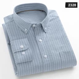 Casual Long-sleeve Shirts for Men Slim Fit Plain Shirt 100%cotton Plaid Striped Tops Soft Designer Fashion Korean Trends Clothes