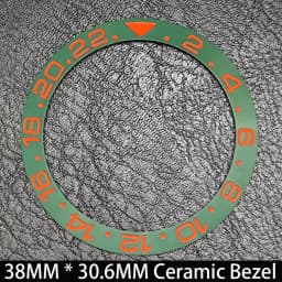 Sloping 38mm * 30.6mm Ceramic/Aluminum Blue Luminous Bezel GMT and Diving Watch Insert Fit for 40mm Watch Case Replacement Watch
