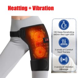 Cordless Heated Hip Support Brace with Vibration Massager Lower Back Warming Wrap Hip Heating Pad for Muscle Relaxation