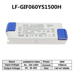 LiFud LED Driver 8W-60W High PF Transformer LF-GIRxxxYM YS Series 350mA 800mA 900mA 1000mA 1300mA 1400mA 1500mA