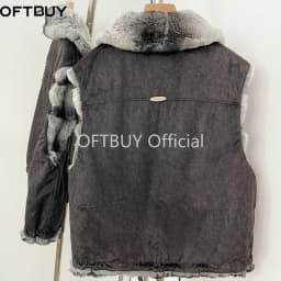 OFTBUY Big Turn Collar Two Ways Wear Sleeveless Clothes Female New Winter Fur Waistcoat Women Reversible Real Rabbit Fur Vest