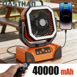 Multi-functional 30000mAh Outdoor Fan with 270° Rotation 3 Brightness LED Lights USB Rechargeable for Camping Fishing Hiking Fan