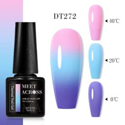 MEET ACROSS 7ml Glitter Sequins Thermal Gel Nail Polish 3 Layers Temperature Color Changing Semi Permanent UV Gel Varnish Nails