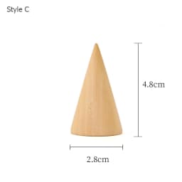 Vintage Natural Unpainted Wood Finger Cone Ring Holder Bague Jewelry Display Stand Organizer Storage Rack Showcase for Exhibit