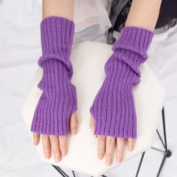 Winter Women's Knitted Fingerless Arm Sleeves Gothic Style Striped Arm Warmers Girls Harajuku Y2K Fashion Wrist Gloves