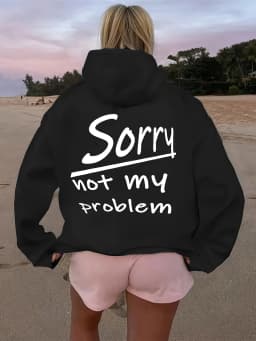 Basic Polyester Hoodie Alphabet Print 100_ Polyester Women Autumn and winter Comfortable Pullover Crewneck Loose Female Clothes
