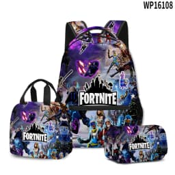 3pcs Fortnite Game Backpack Anime Schoolbag Student Shcool Bags Supplies Cosplay Pencil Bag Kawaii Lunch Bag Birthday Gift