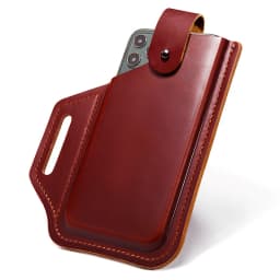 Leather Belt Phone Pouch, Leather Cell Phone Holster, Universal Leather Phone Case with Belt Loops, for Men and Women Large Coff