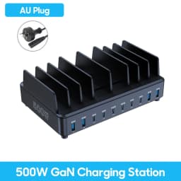 500W USB C Charger 10 Ports GaN Charging Station Stand PD 100W Fast Charge for MacBook Pro iPhone Samsung Laptops Tablets