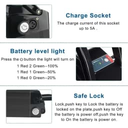High Capacity 36V 48V Silver Fish 18650 Battery 12-25Ah Built-in BMS Fit Bafang 250W-1000W Motor Kit Complete With 2A Charger .