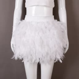 Women Solid Fluffy Feather Mini Skirt Elastic High Waist Short Skirt Halloween Carnival Party Stage Cosplay Costume Club Outfit